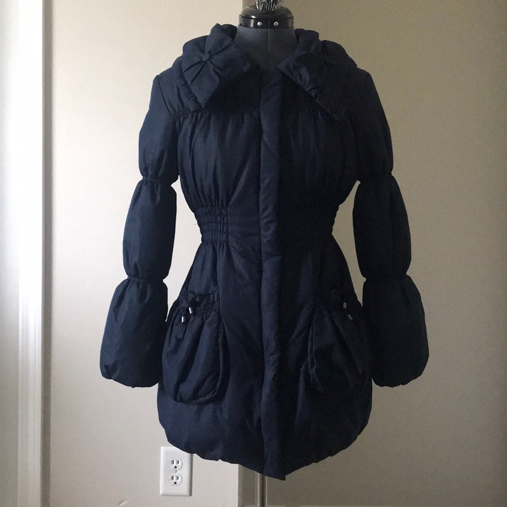 Navy blue puffer coat